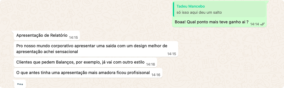 Depoimento de Tadeu Mancebo: apresentação de relatórios com design profissional